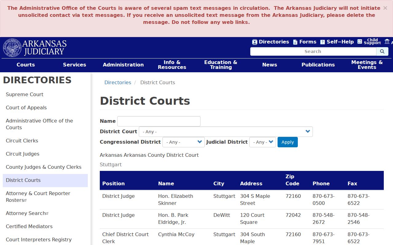 Conway County court calendar district court directory