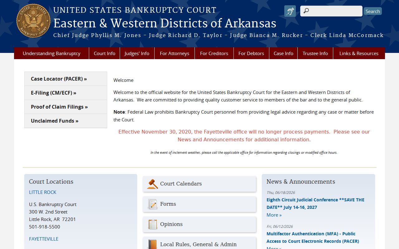 Conway County court records and Arkansas federal bankruptcy records