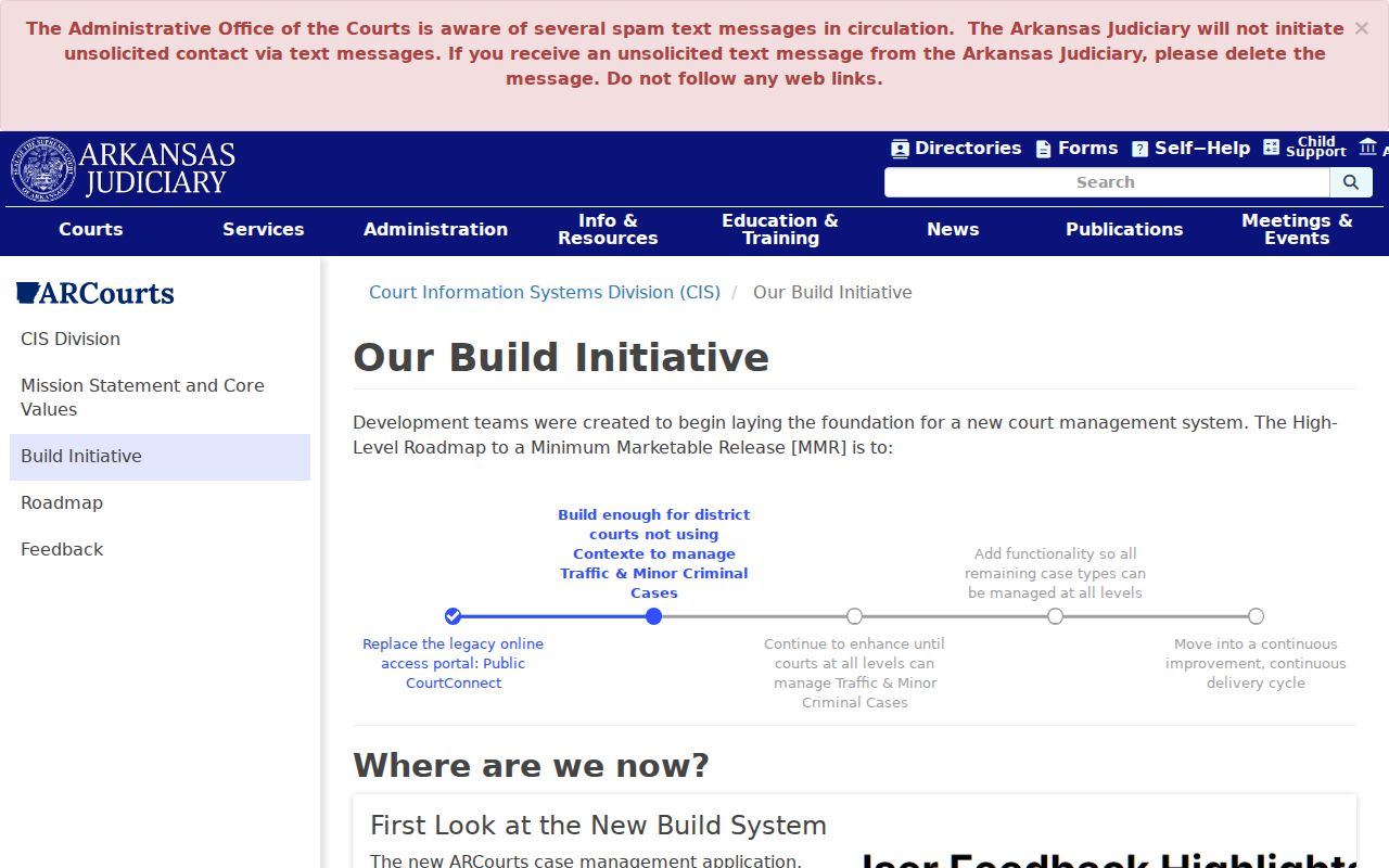 Conway County criminal docket ARCourts cloud initiative