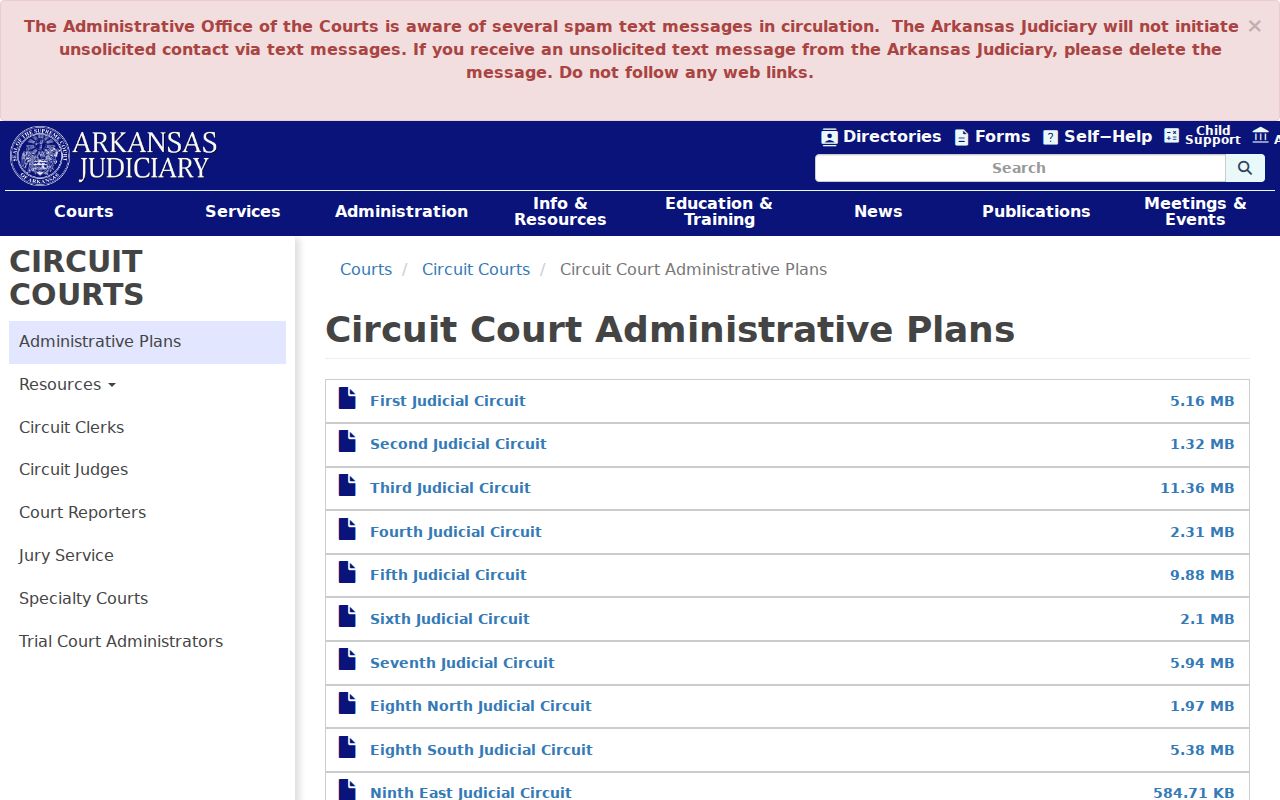 Conway County criminal docket circuit administrative plans