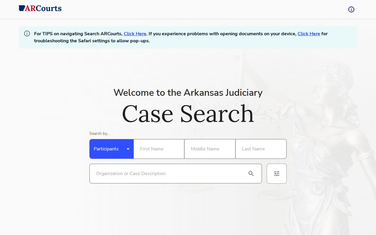 Conway County criminal docket Search ARCourts interface