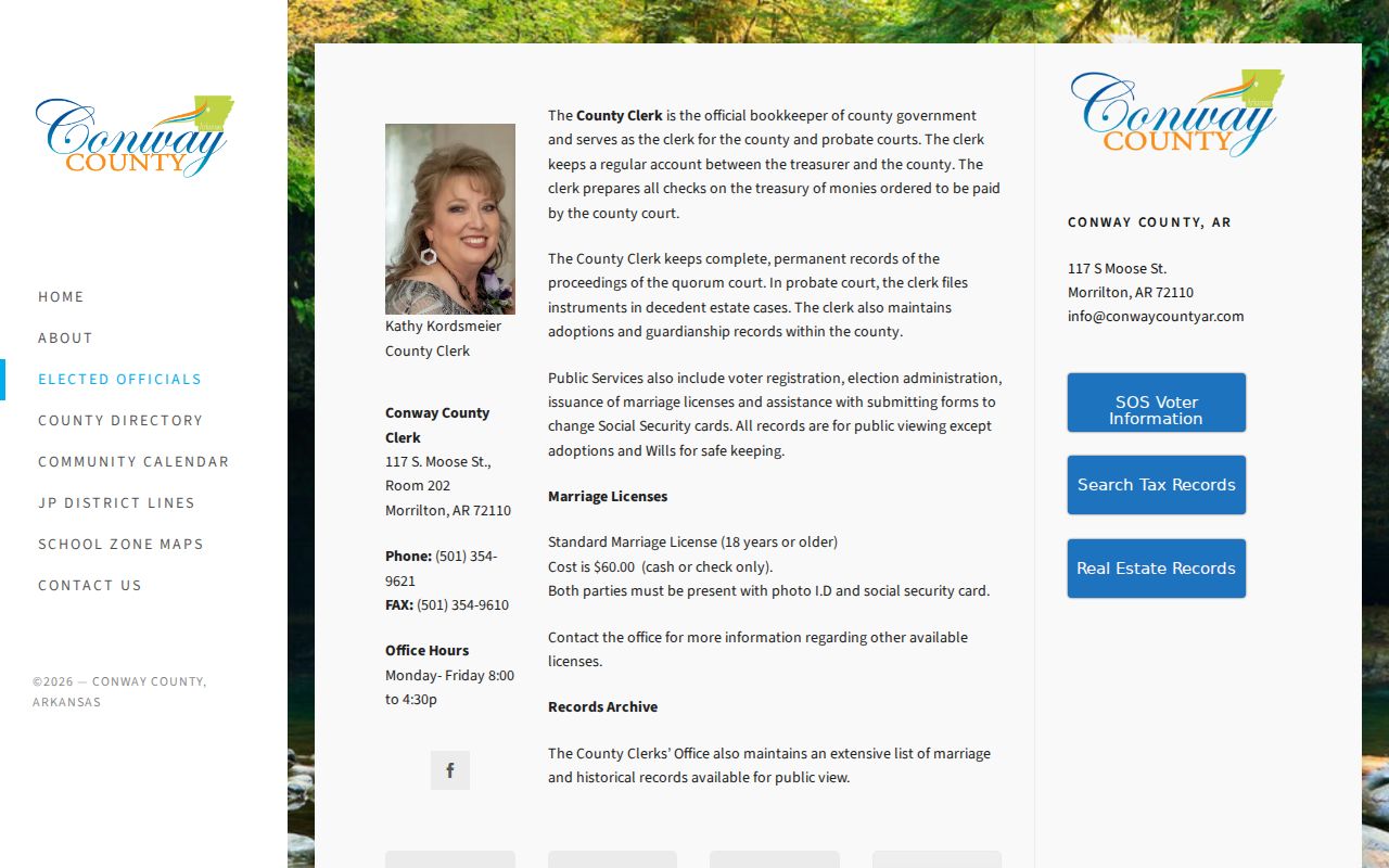 Conway County court docket County Clerk record information
