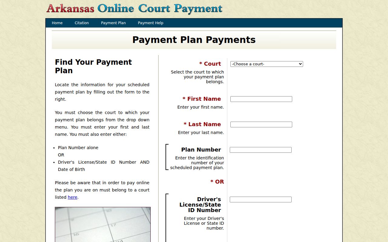 Conway County traffic court records payment plan query comparison